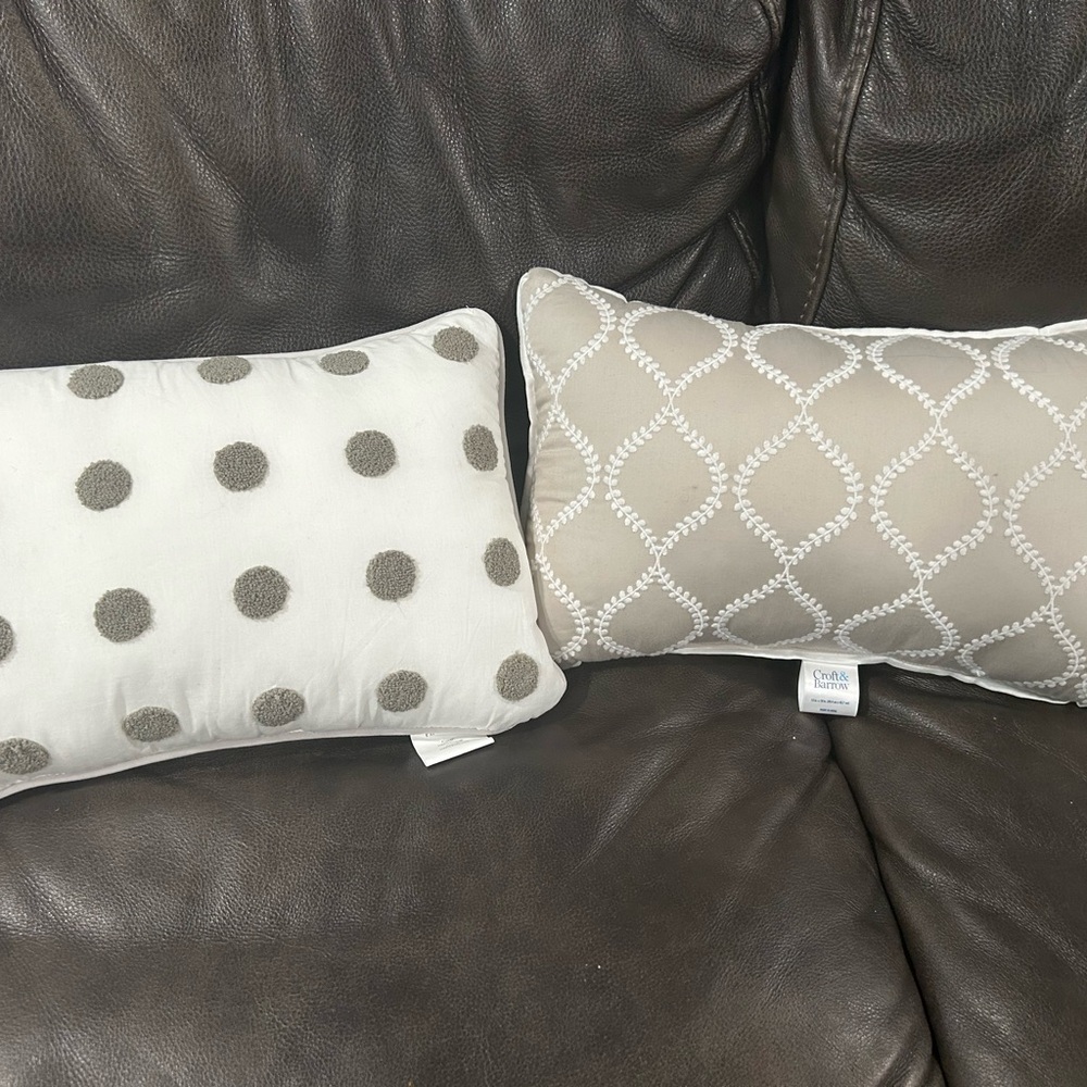 Croft & Barrow Polka Dot and Diamond Pattern Pillows - Gray and Cream